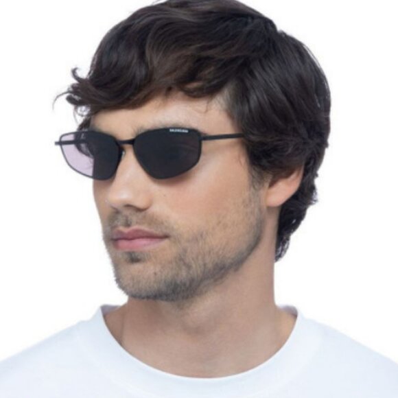NEW BALENCIAGA BB0277S 001 SUNGLASSES UNISEX BLACK GREY OVAL EYEWEAR BALENCIAGA - Picture 1 of 14